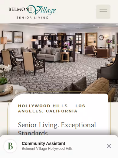 Belmont Village Senior Living Hollywood Hills website