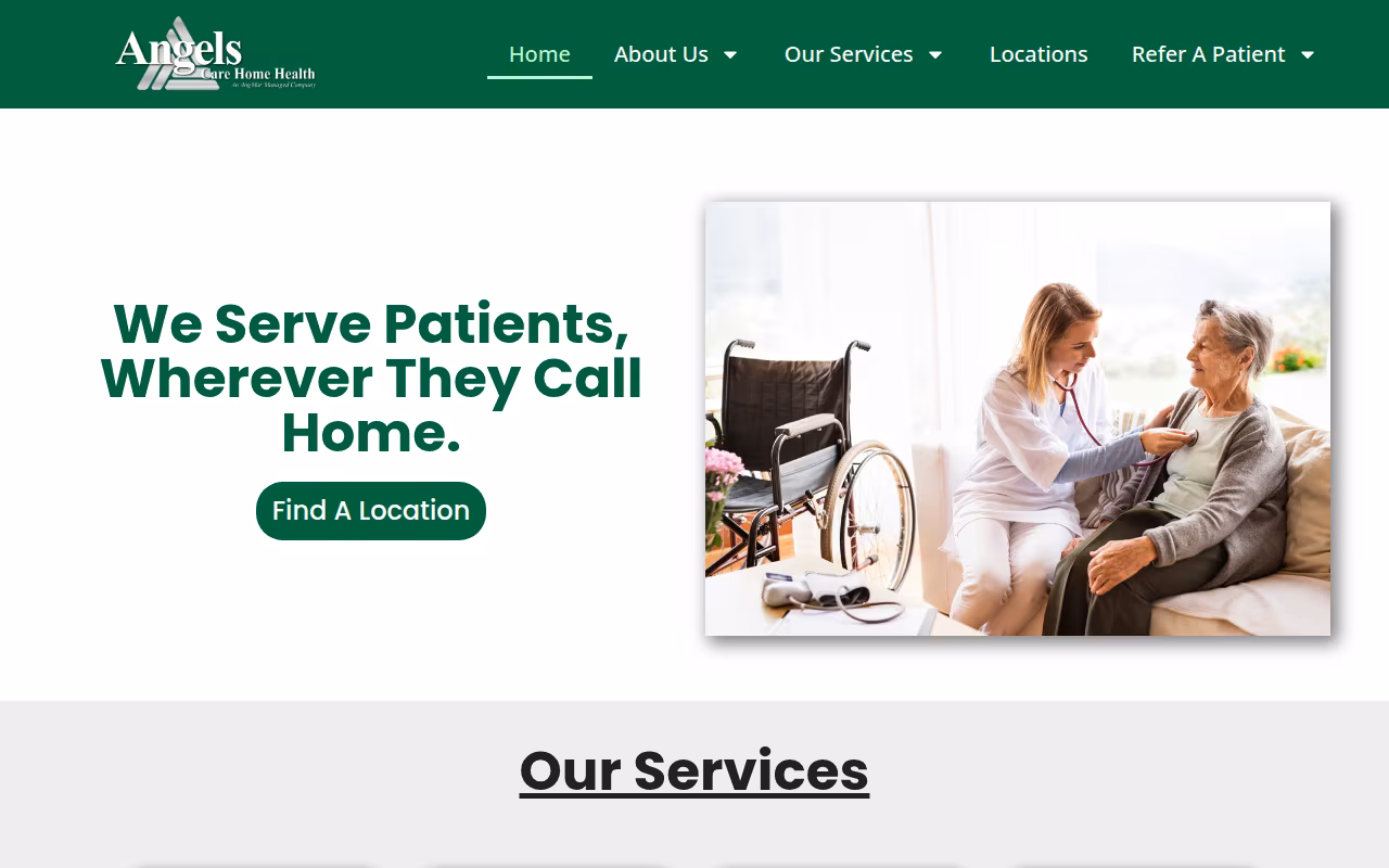 Angels Care Home Health website