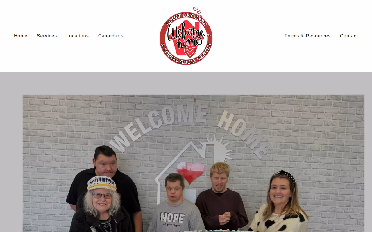Welcome Home Adult Daycare website