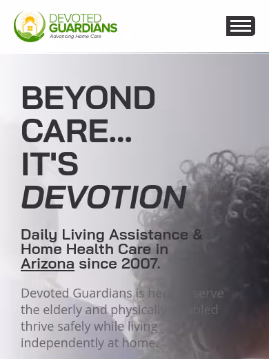 Devoted Guardians Home Care website