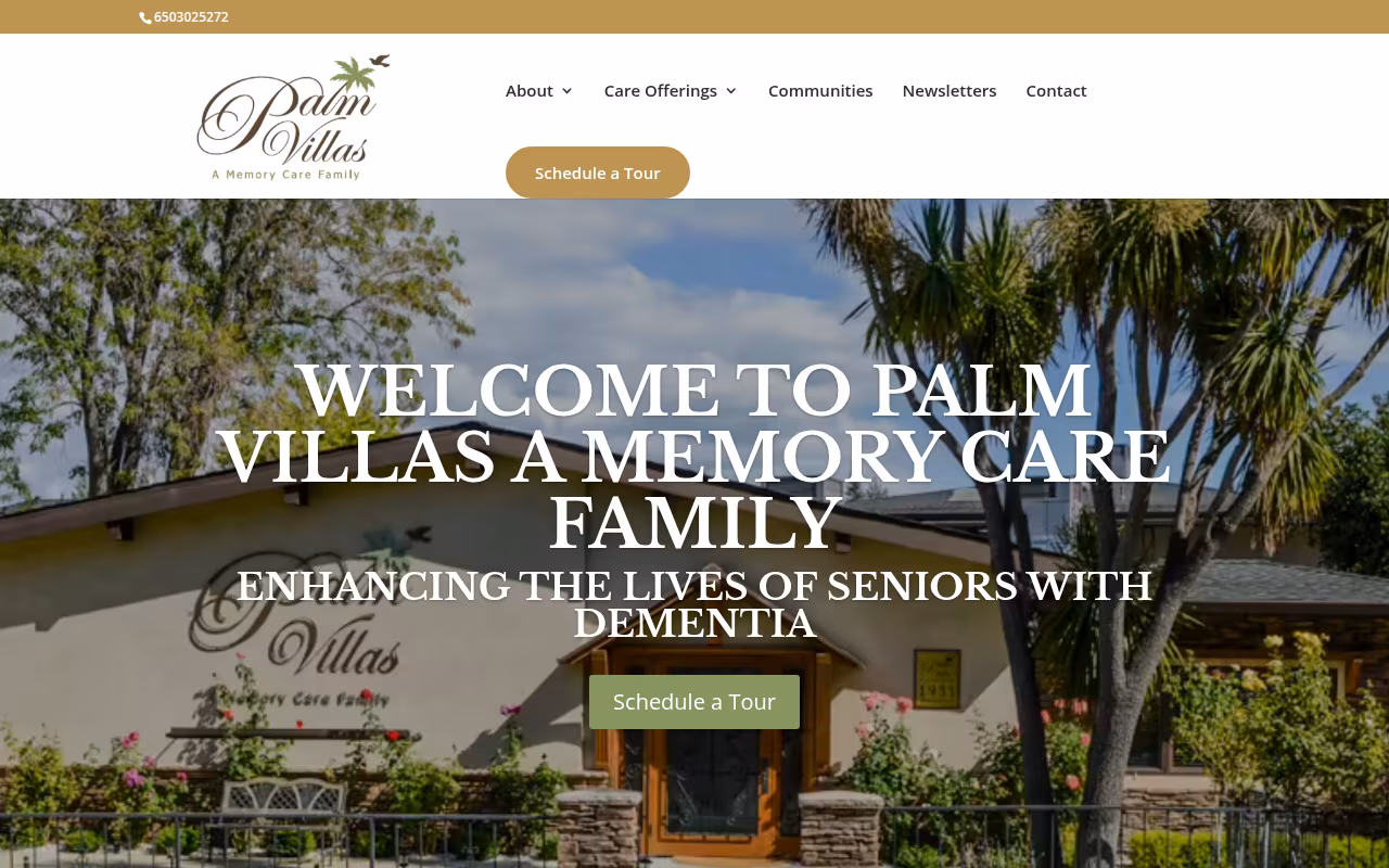 Palm Villas Memory Care Campbell website