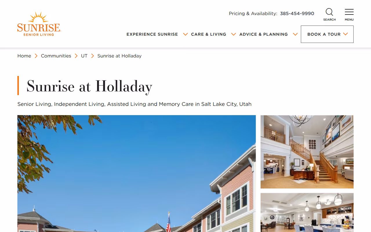 Sunrise at Holladay website