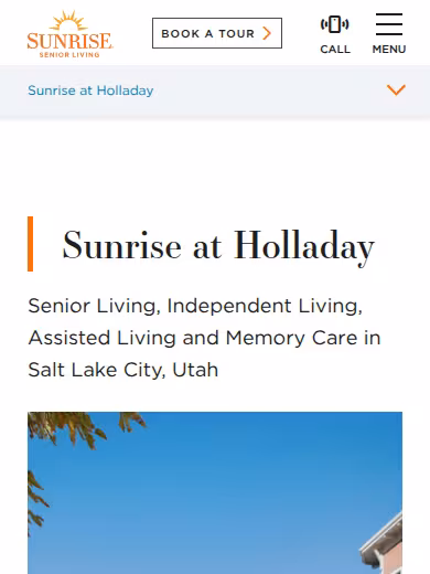 Sunrise at Holladay website