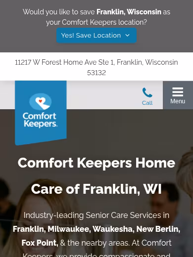 Comfort Keepers Home Care website