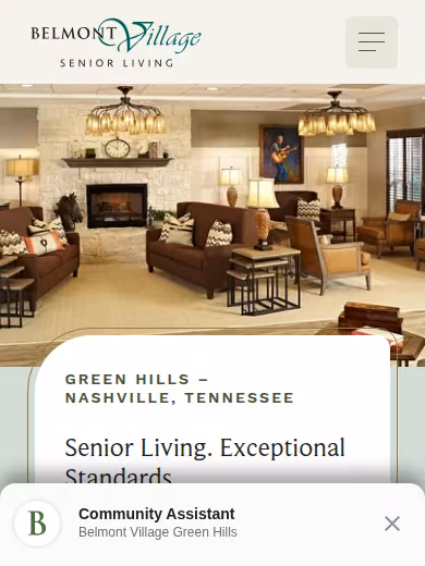 Belmont Village Senior Living Green Hills website