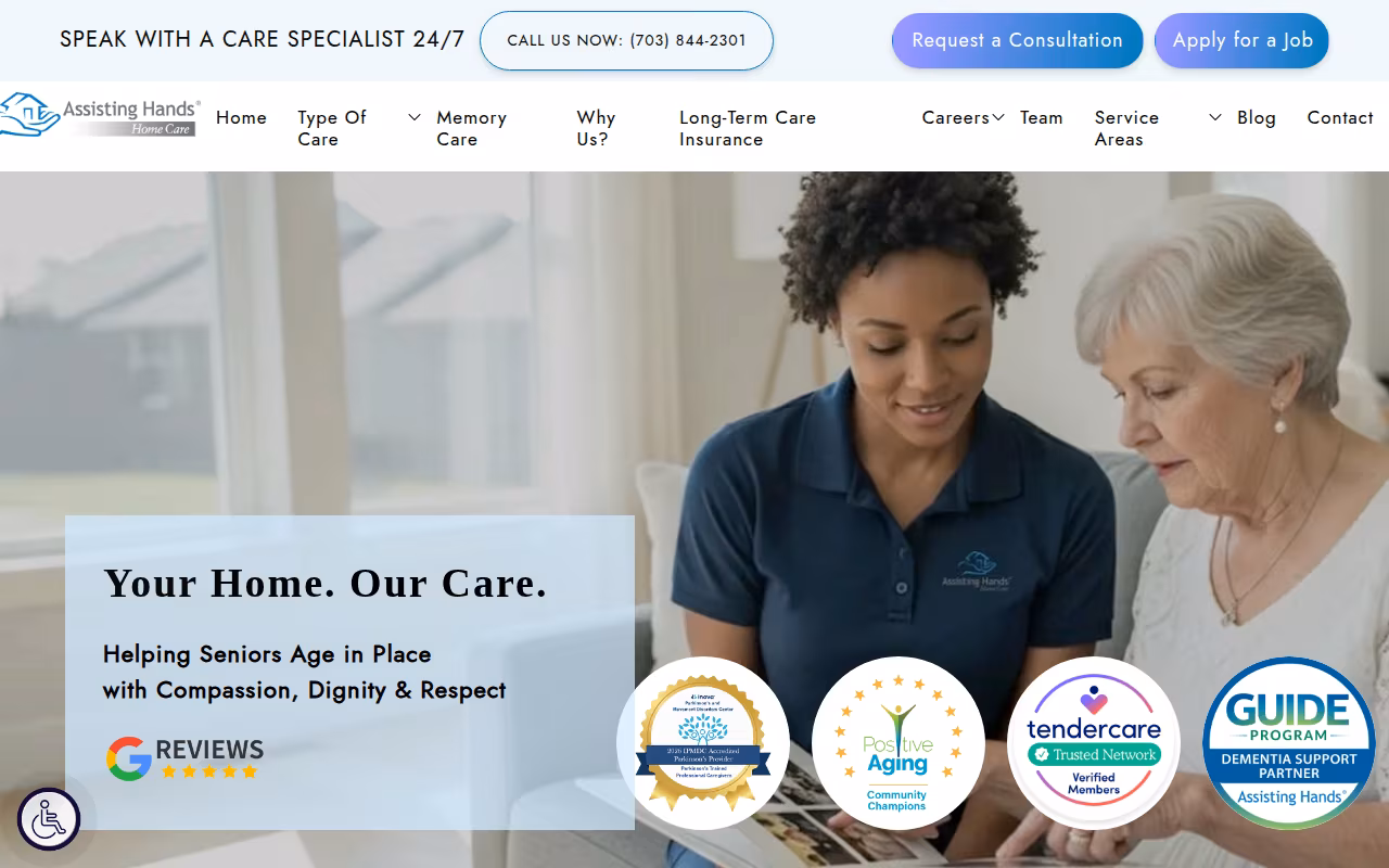 Assisting Hands Home Care website