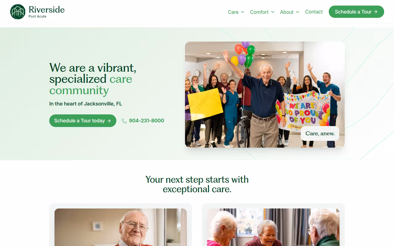 Riverside Post Acute website