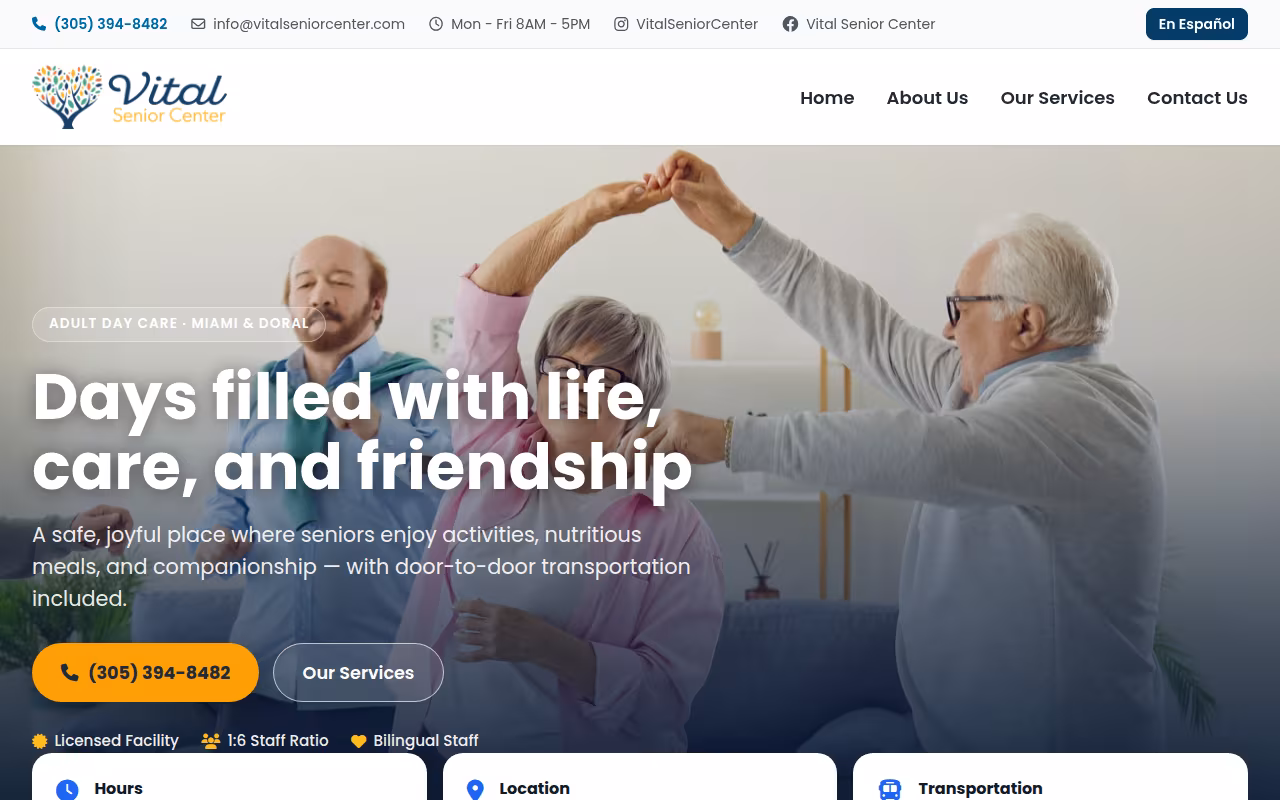 Vital Senior Center - Adult Day Care website