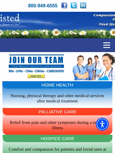Assisted Home Health & Hospice website