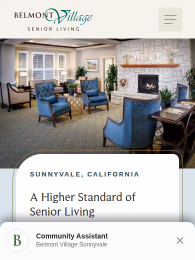 Belmont Village Senior Living Sunnyvale website