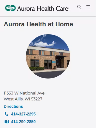 Aurora Health at Home website