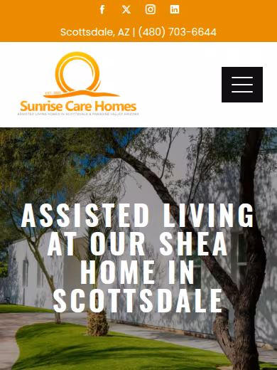 Sunrise Care Homes Shea Scottsdale website