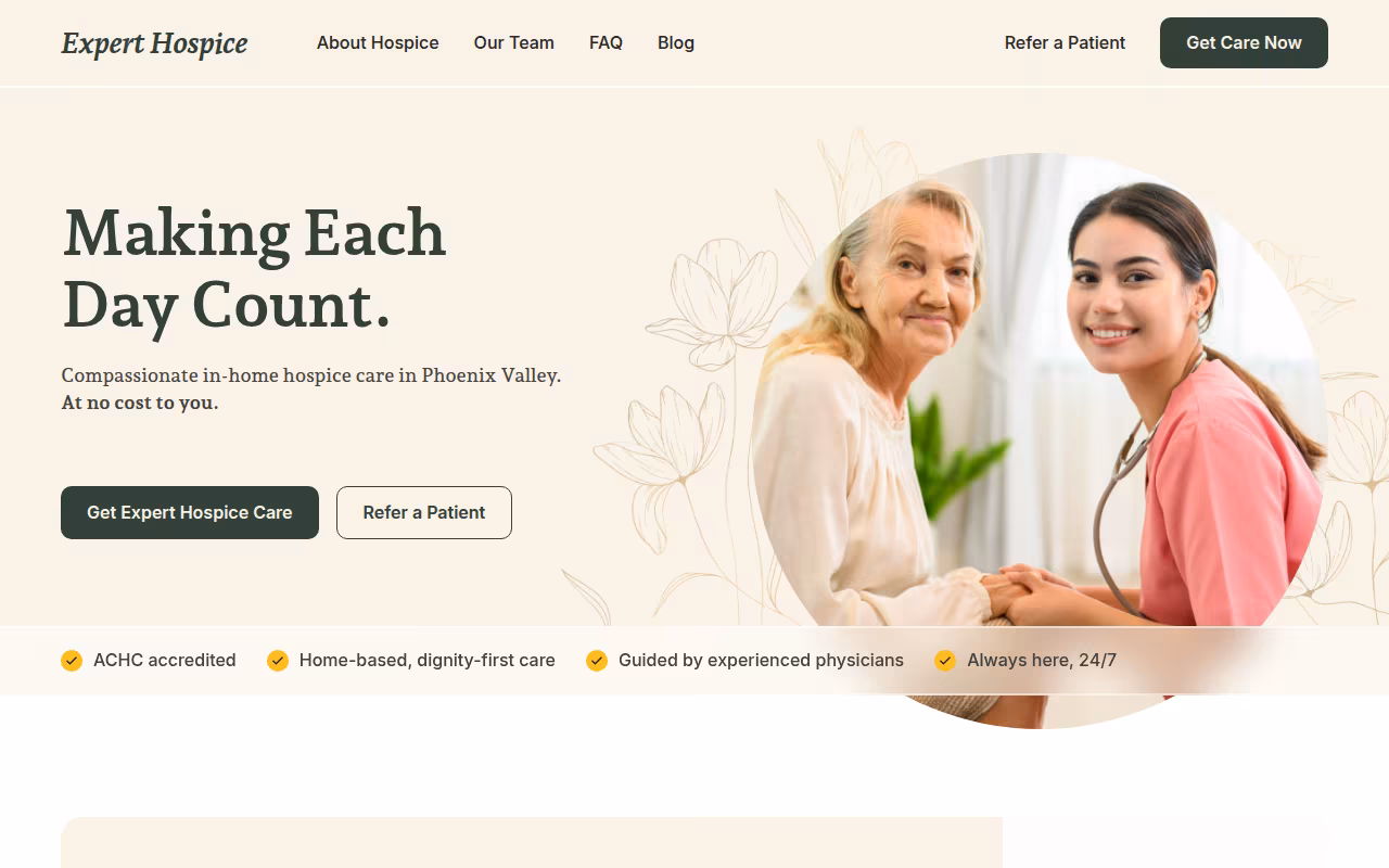 Expert Hospice Care website