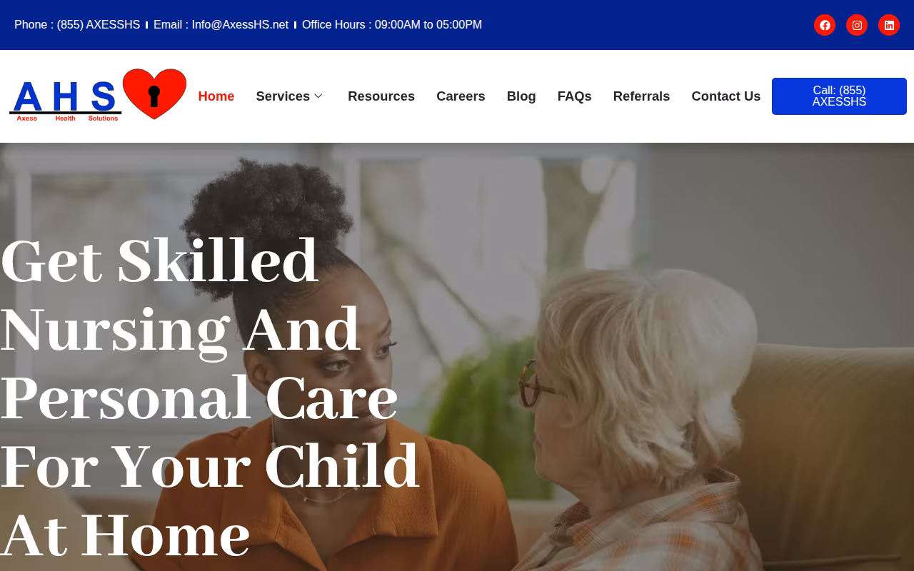 Axess Health Solutions website