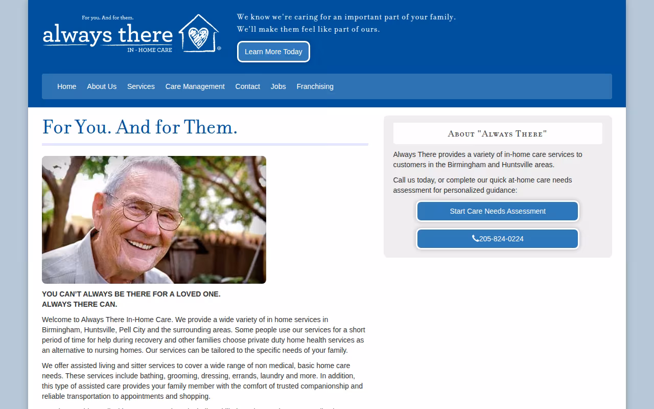 Always There In Home Care website