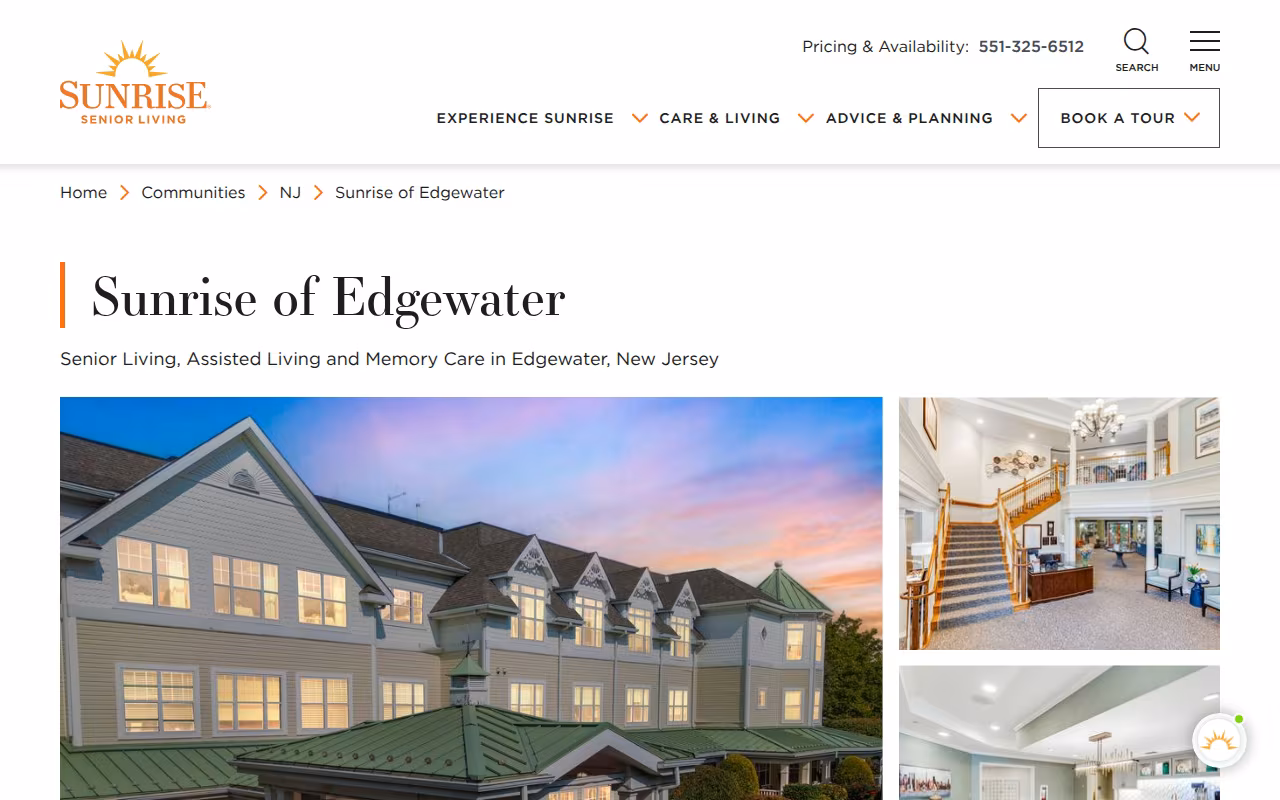 Sunrise of Edgewater website