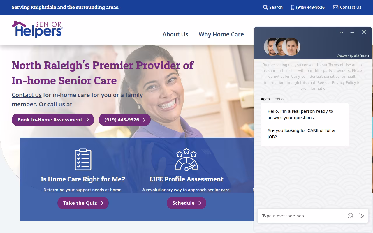 Senior Helpers of North Raleigh website