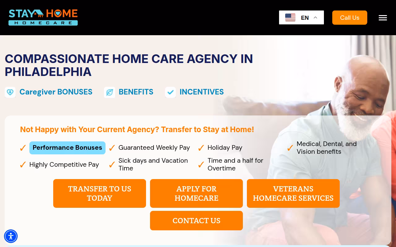 Stay at Home Homecare website