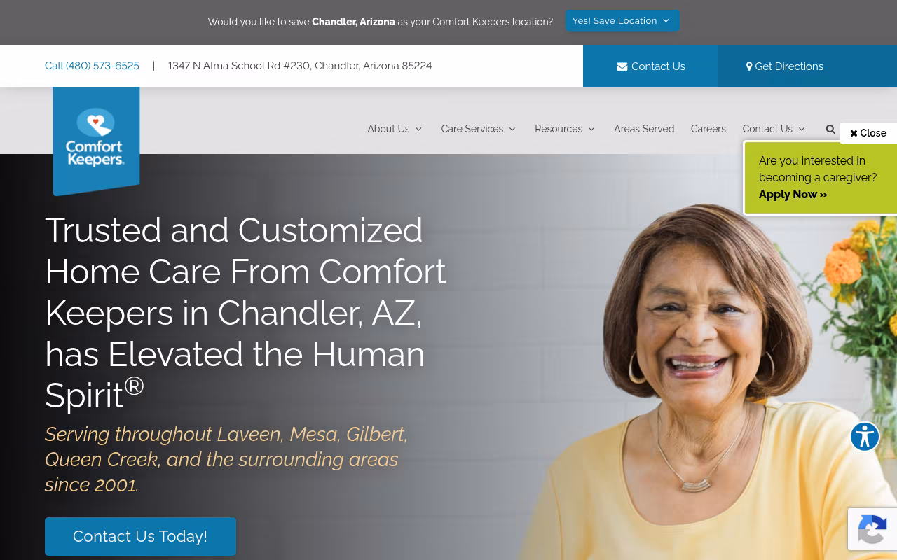 Comfort Keepers of Chandler, AZ website