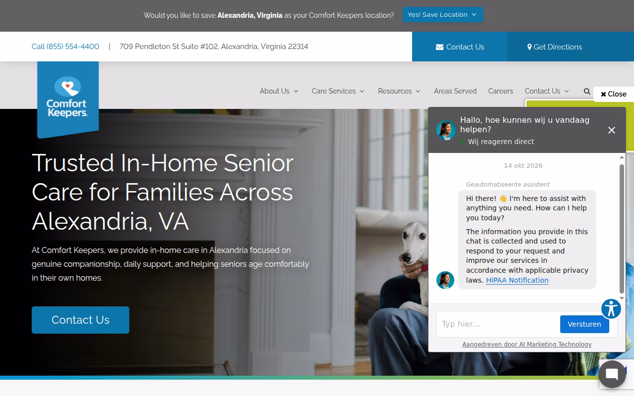 Comfort Keepers Home Care website