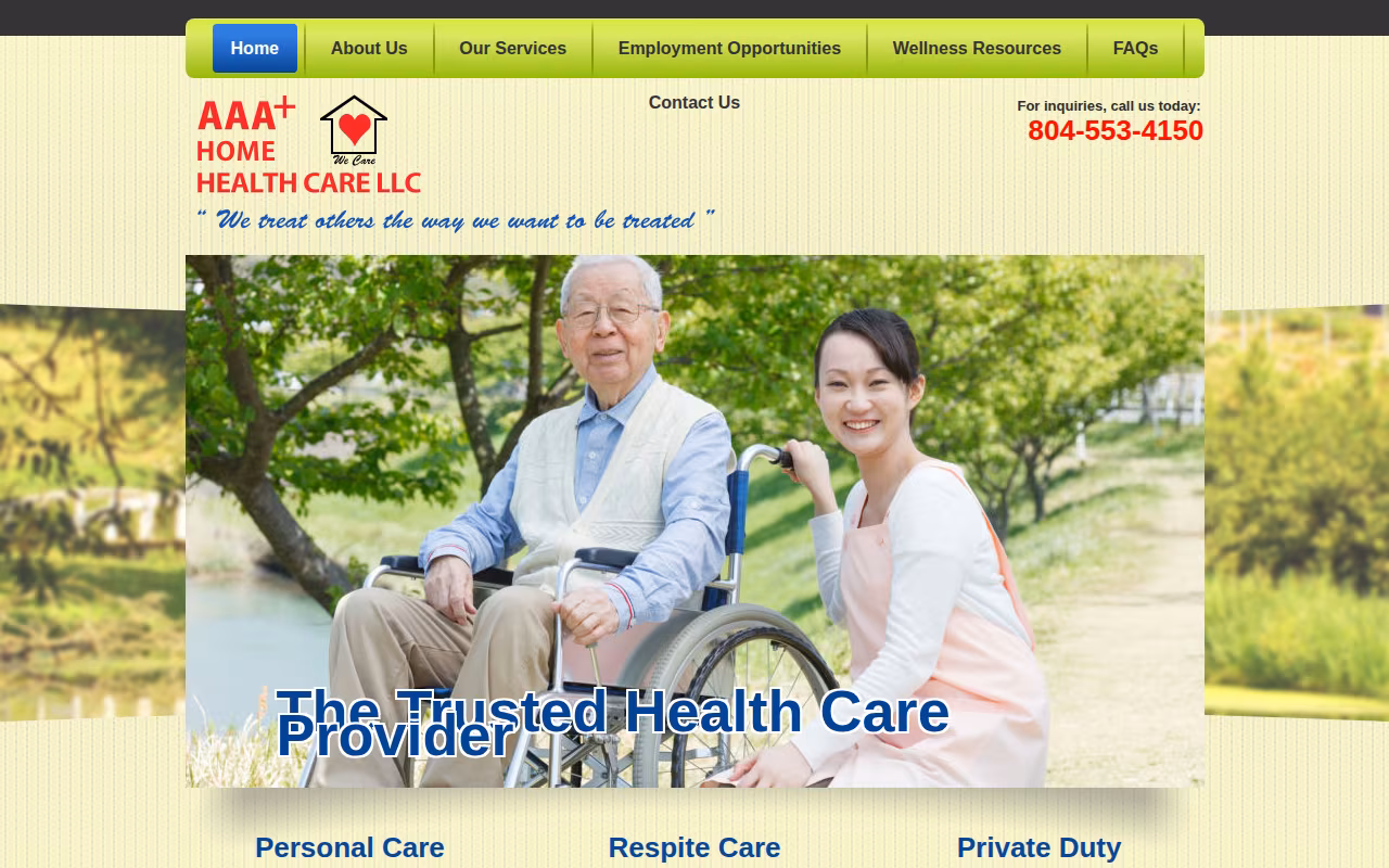 AAA+ Home Health Care LLC website