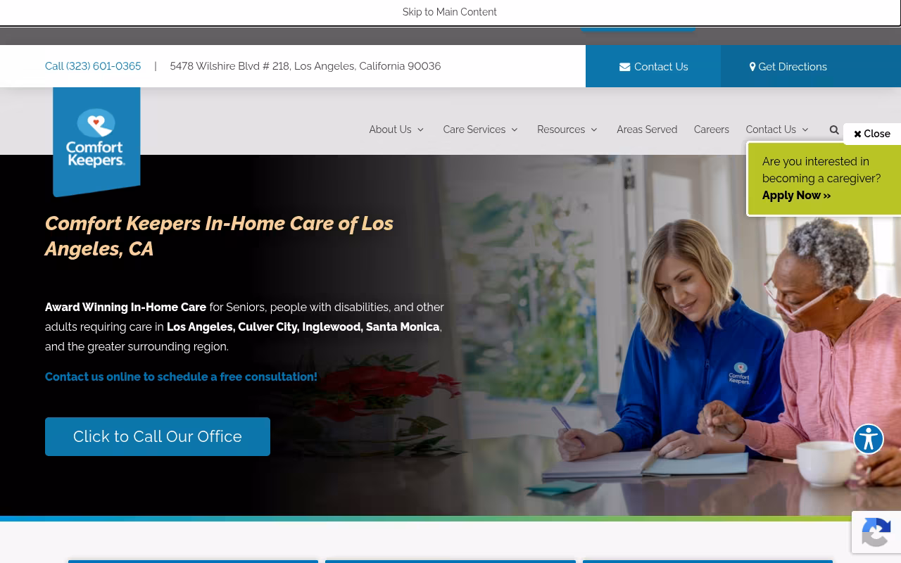 Comfort Keepers of Los Angeles, CA website