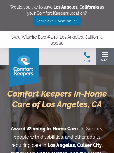 Comfort Keepers of Los Angeles, CA website