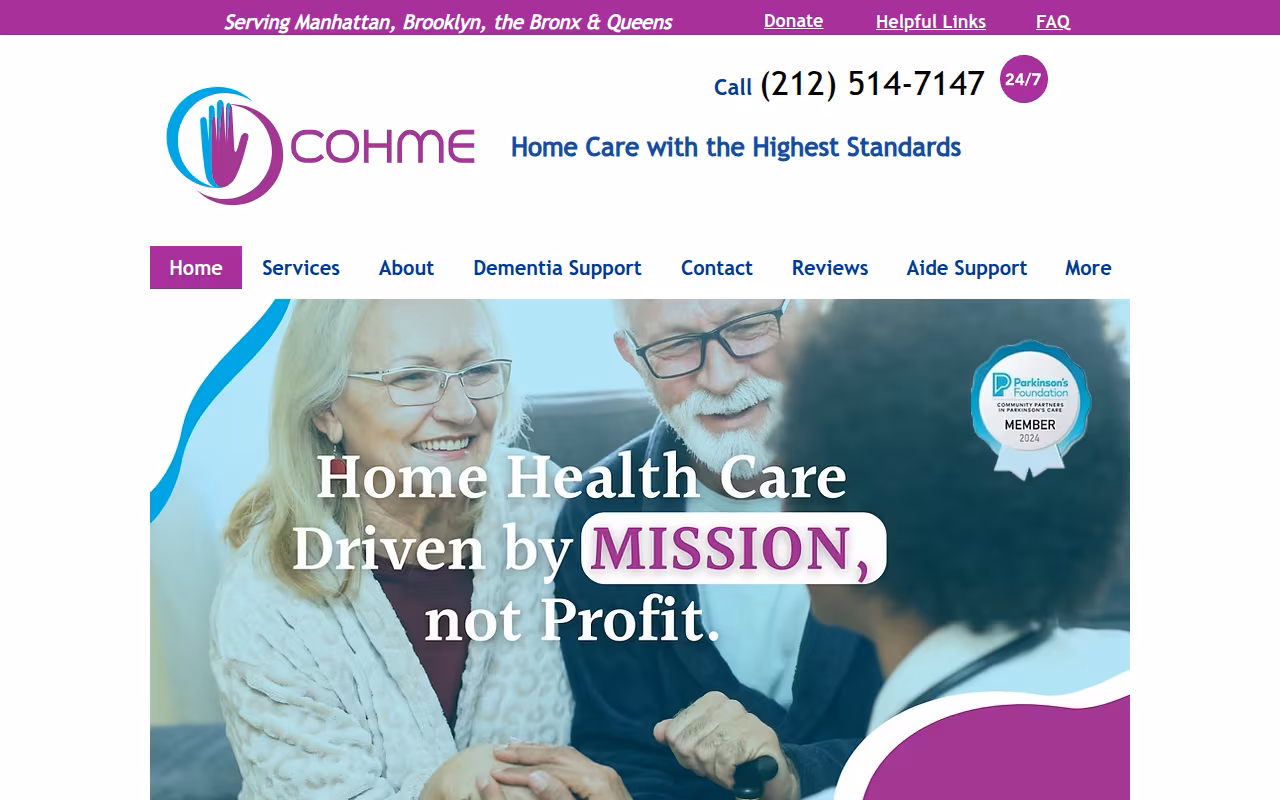 Concerned Home Managers For Elderly (COHME, Inc.) website