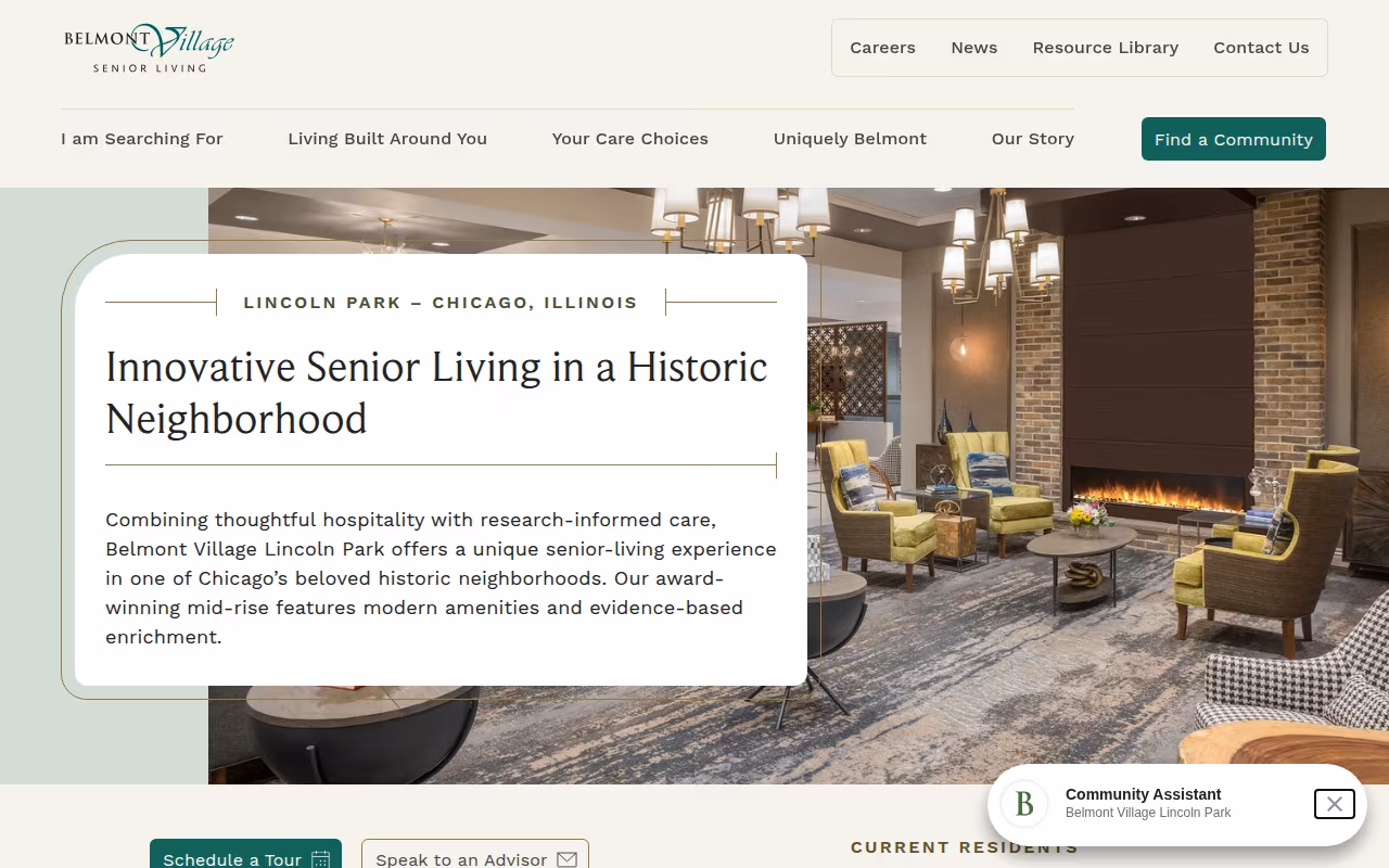 Belmont Village Senior Living Lincoln Park website