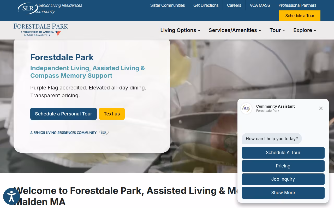 Forestdale Park Senior Living website
