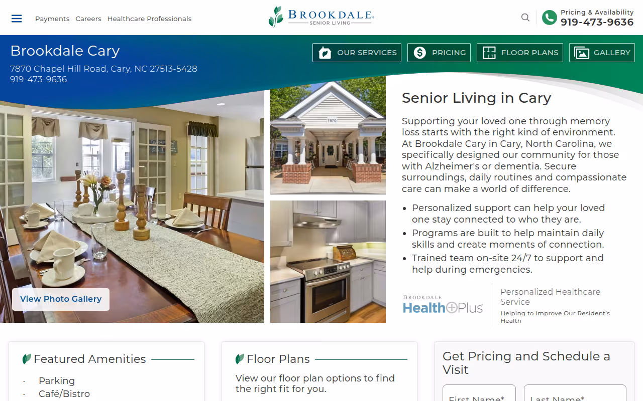 Brookdale Cary website