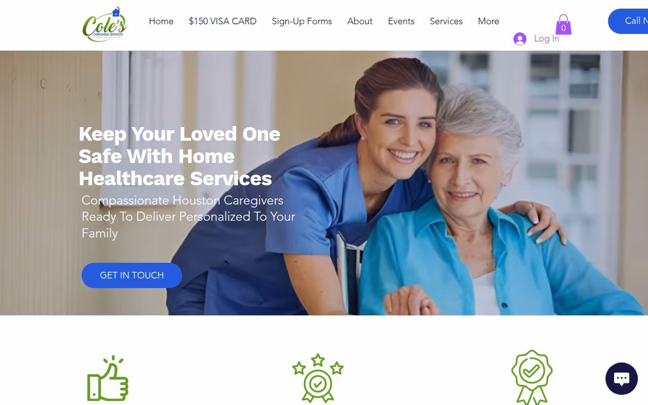 Cole's Concierge Home Healthcare Service website
