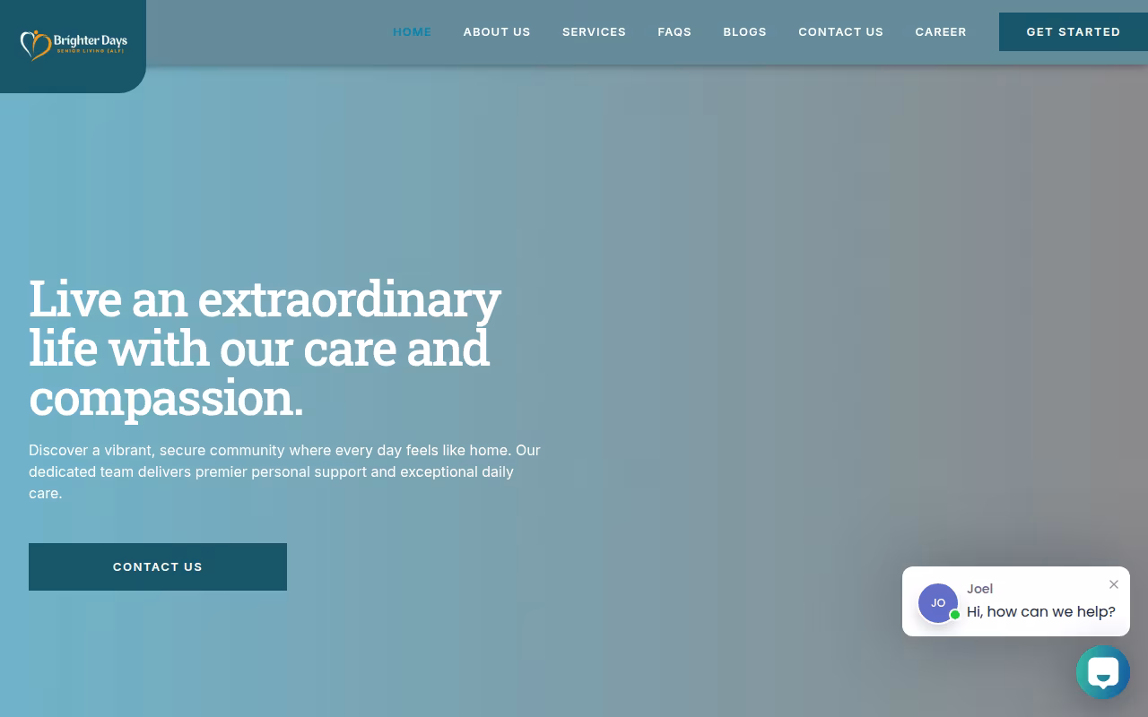 Brighter Days Senior Living website