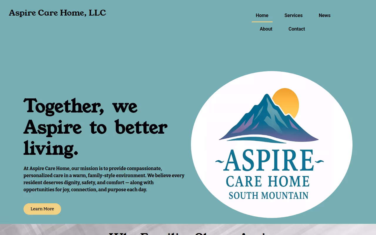 Aspire Care Home, LLC. website