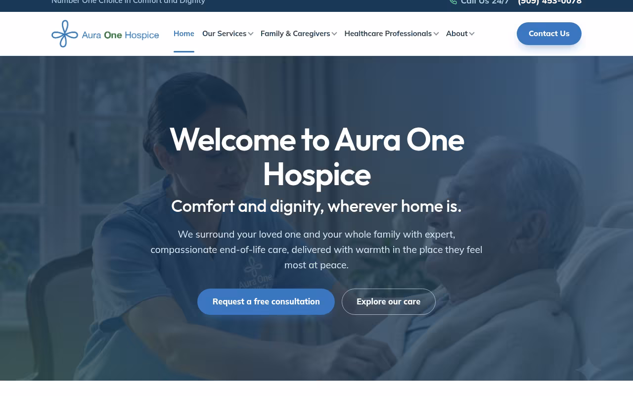 Aura One Hospice website