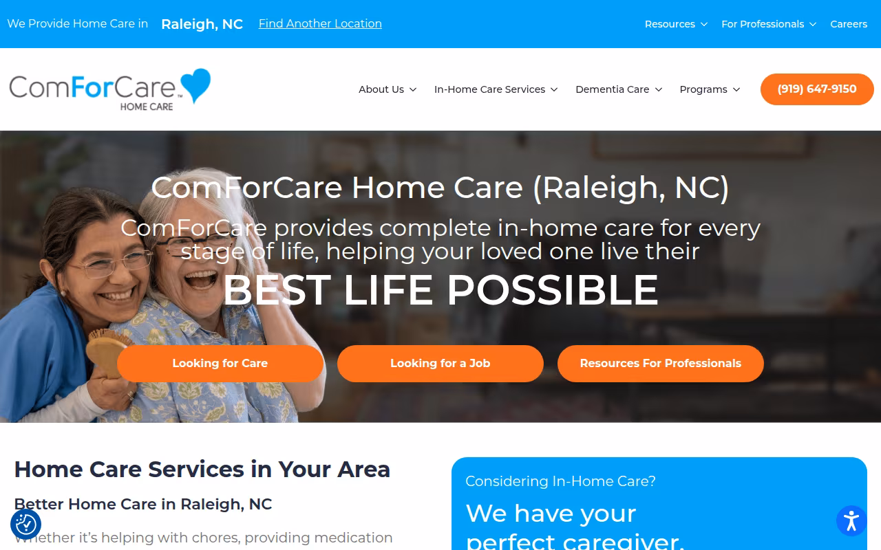 ComForCare Home Care website