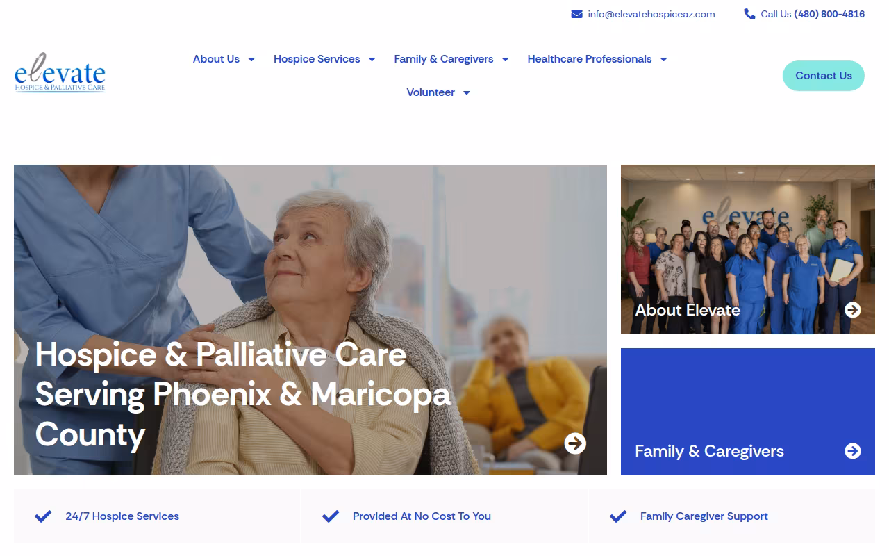 Elevate Hospice & Palliative Care website