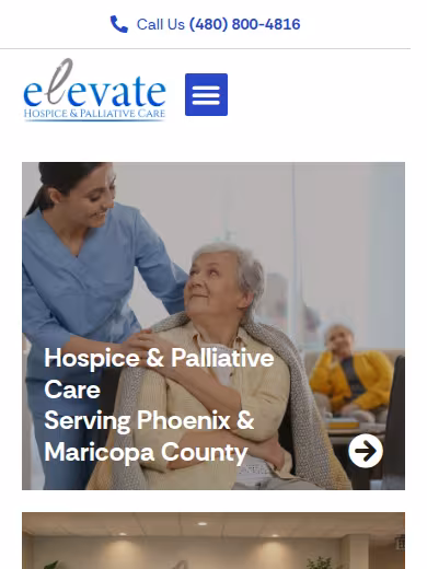 Elevate Hospice & Palliative Care website
