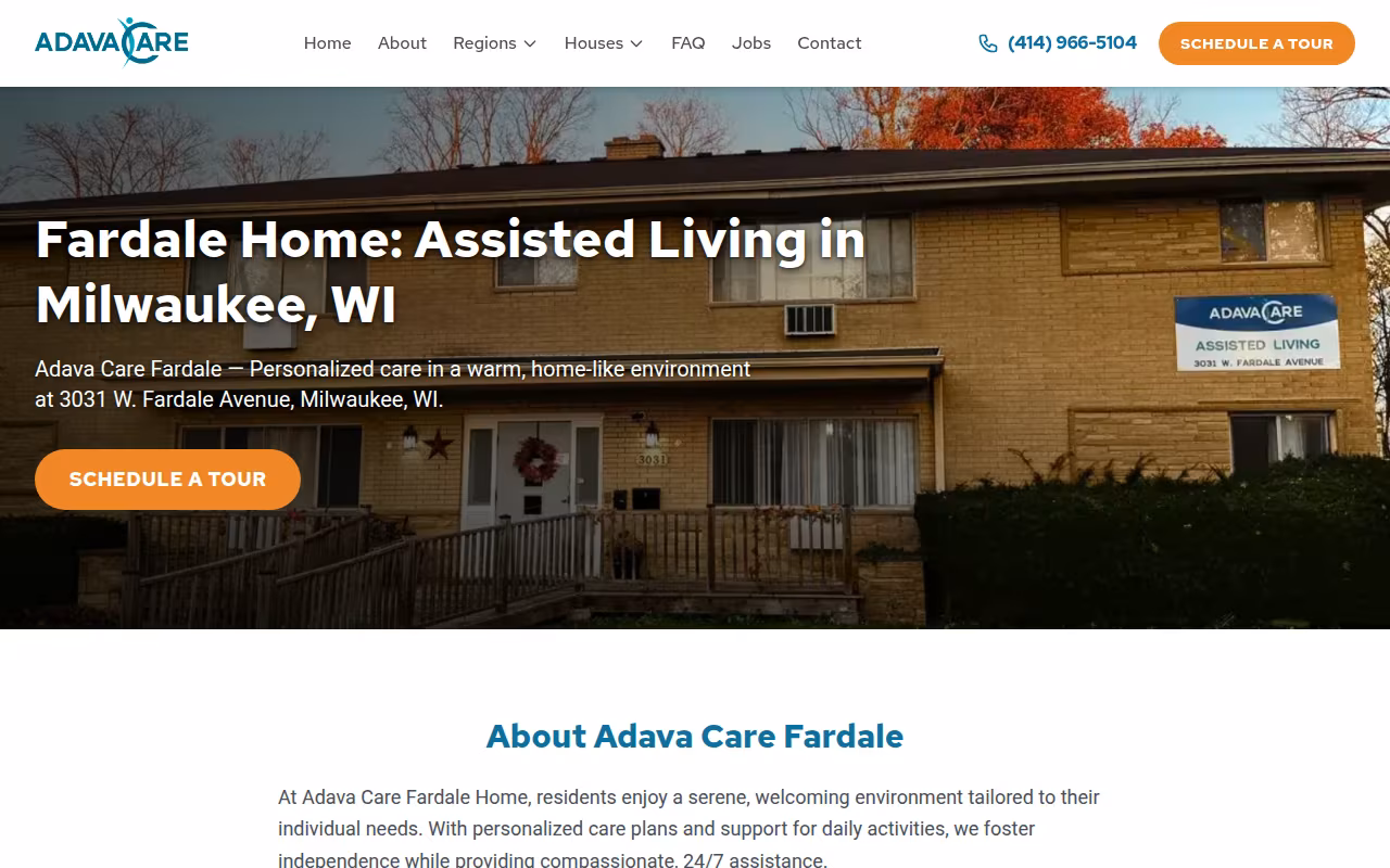 Fardale Home by Adava Care website