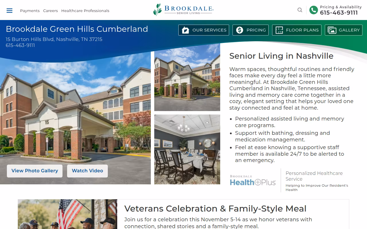 Brookdale Green Hills Cumberland website