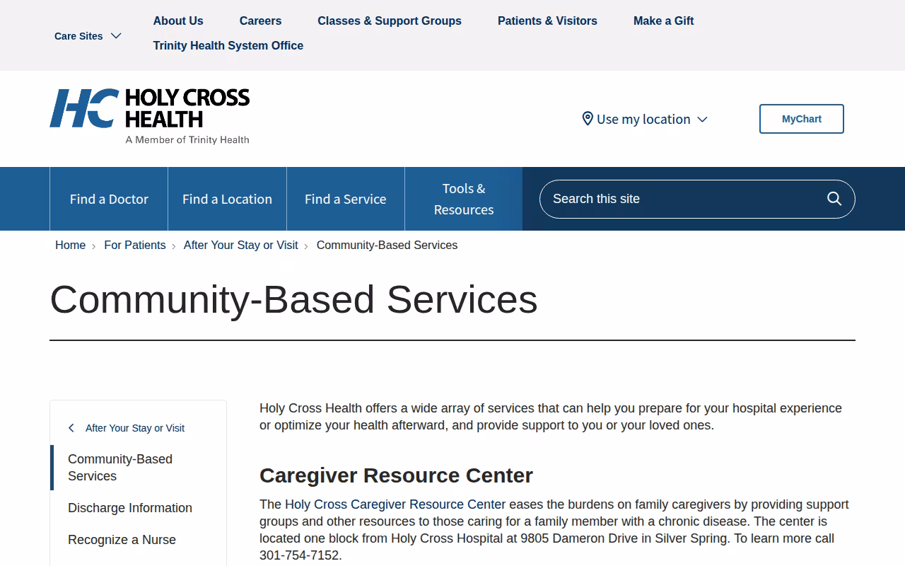 Holy Cross Medical Adult Day Center website