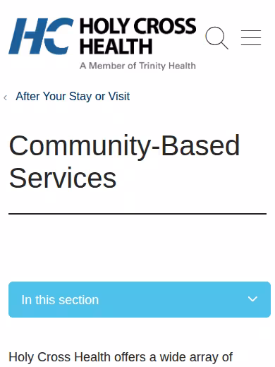 Holy Cross Medical Adult Day Center website