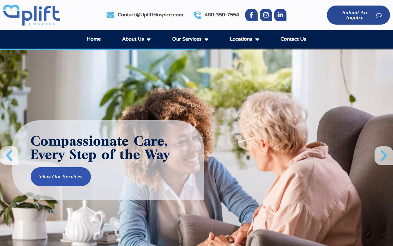 Uplift Hospice website