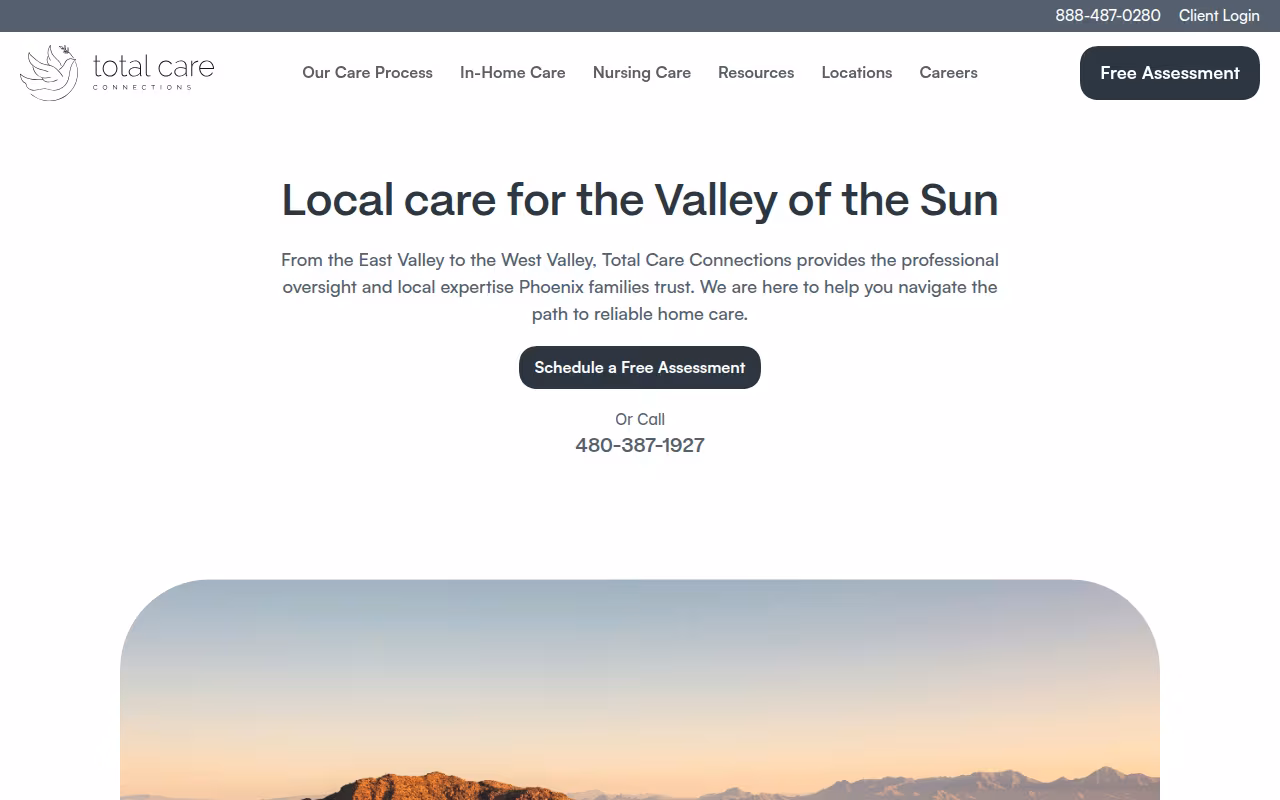 Total Care Connections website