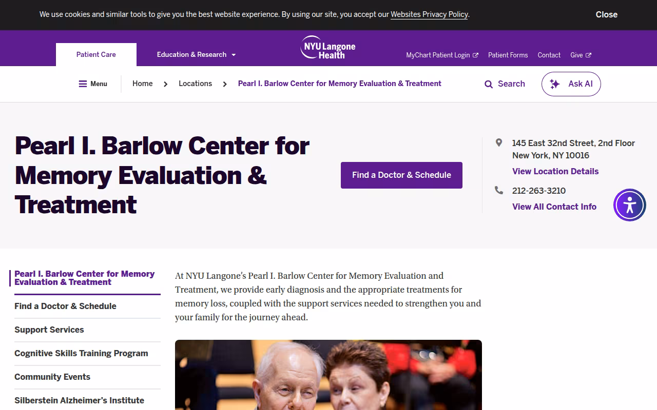 Pearl I. Barlow Center for Memory Evaluation & Treatment website