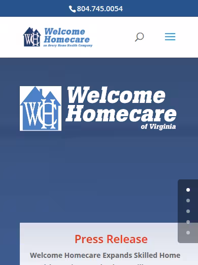 Welcome Home Care website