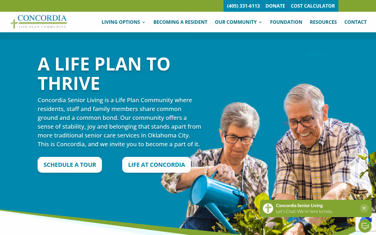 Concordia Life Plan Community website