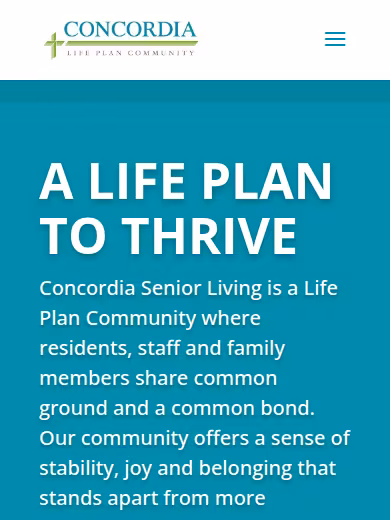 Concordia Life Plan Community website