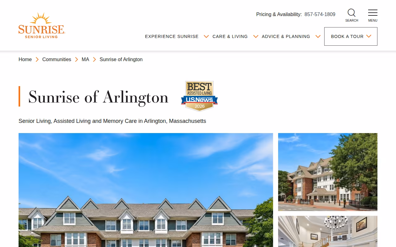 Sunrise of Arlington website