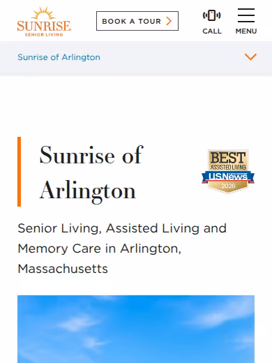 Sunrise of Arlington website